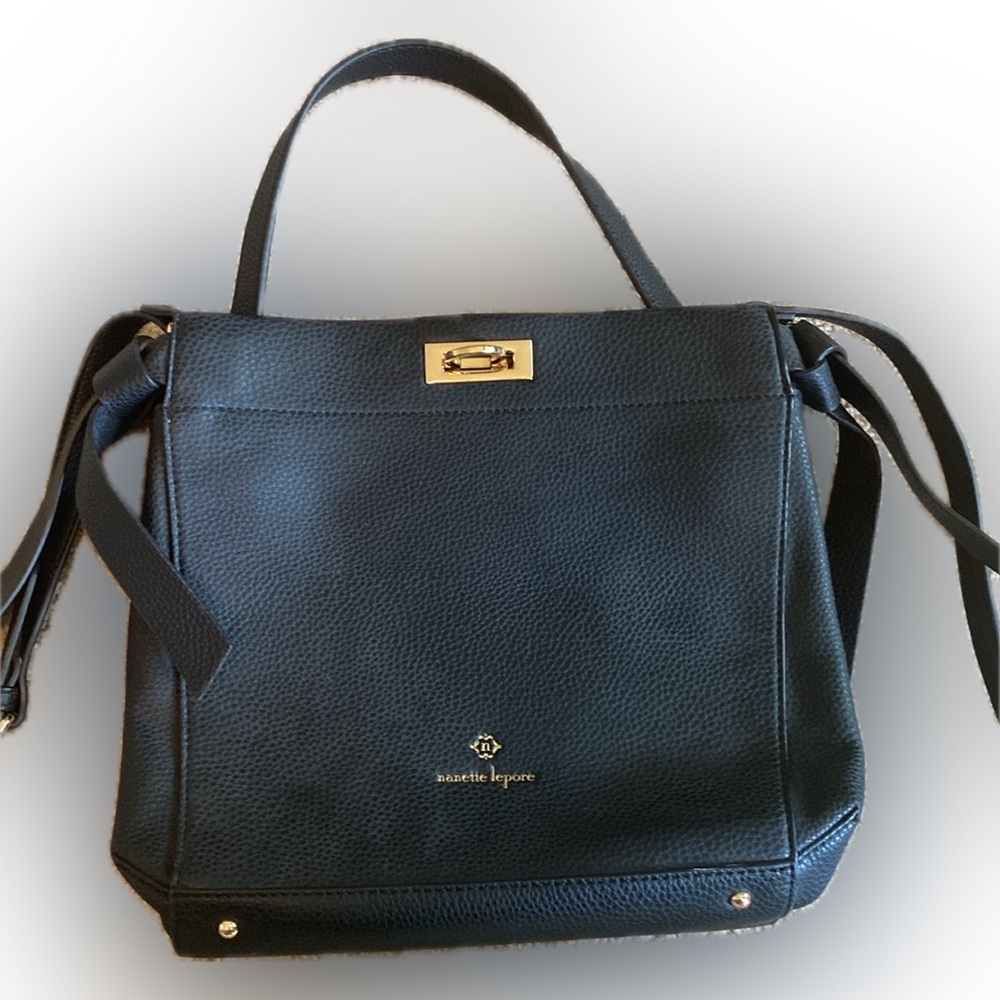 Nanette Lepore Vegan Leather Black Handbag with detachable crossbody strap. - Picture 8 of 8